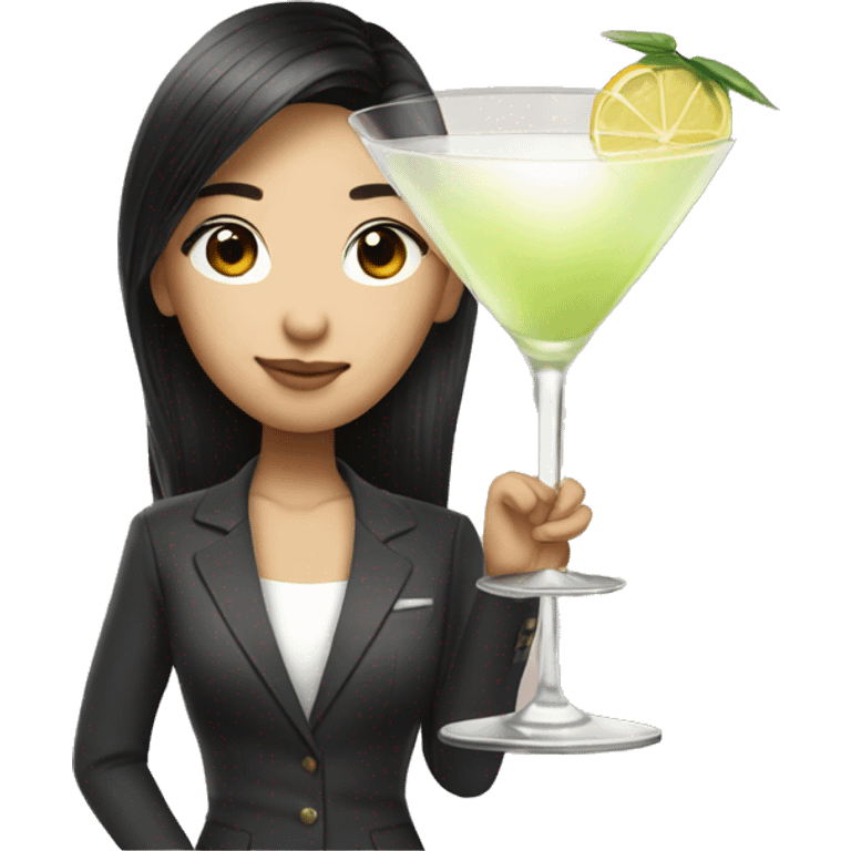 Cool Pretty Asian cool drinking martini emoji