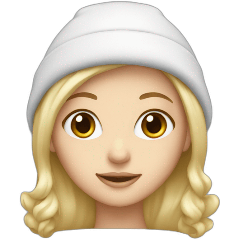 White, blond girl avec un bonnet  emoji