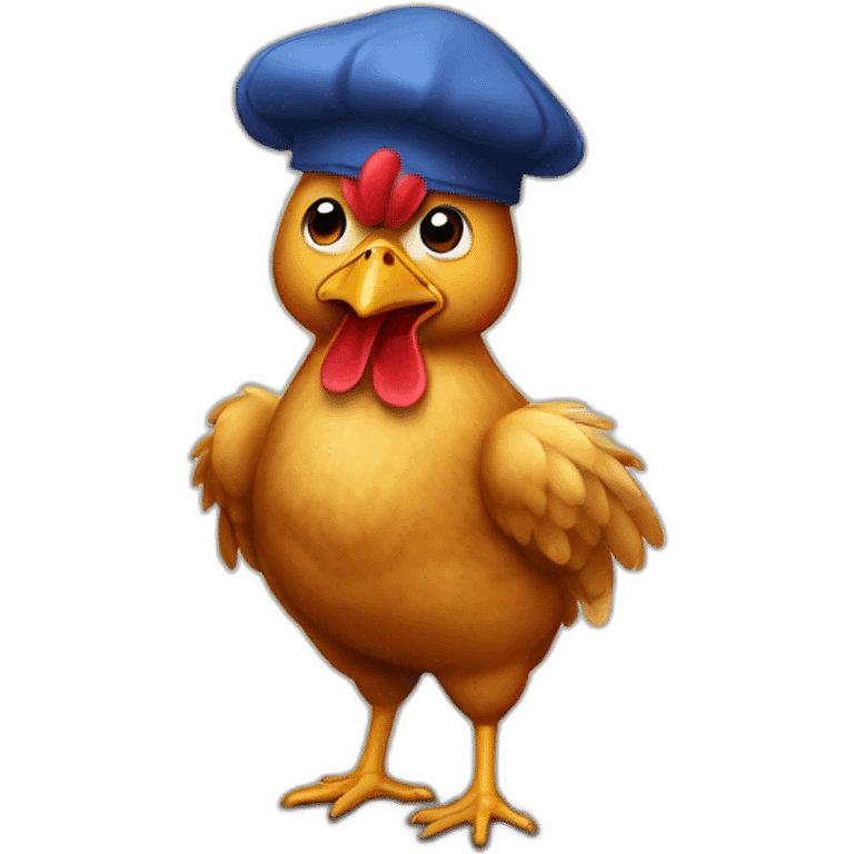 chicken wearing a beret emoji