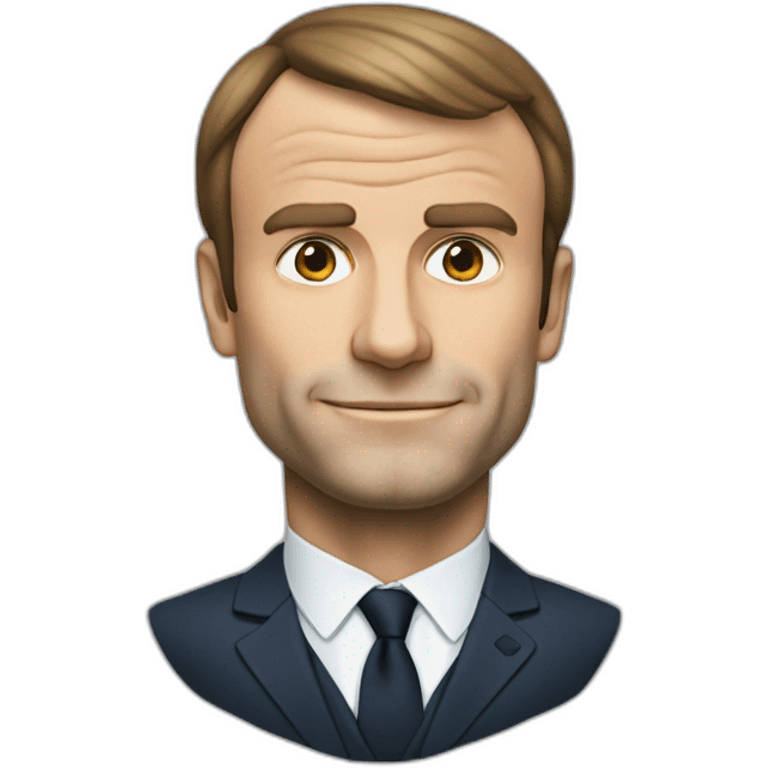 Macron met un bras tendu devant sa tête emoji