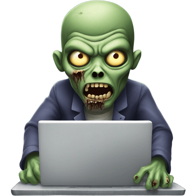 Zombie typing on laptop evil emoji