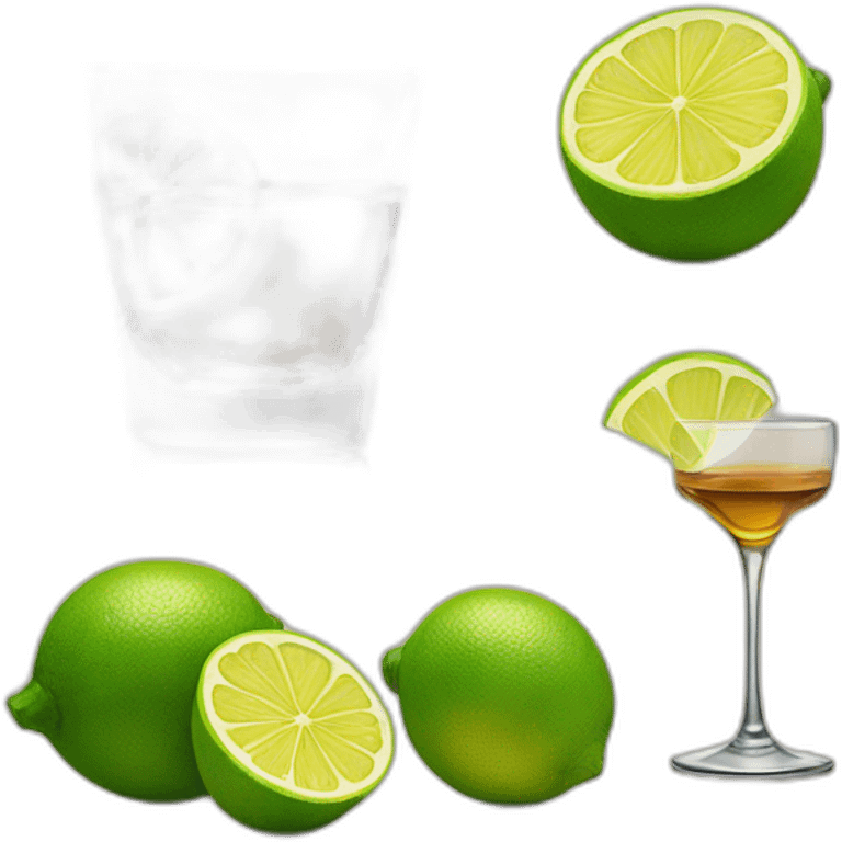 A single whiskey glass with a single slice of green lemon piece on it emoji