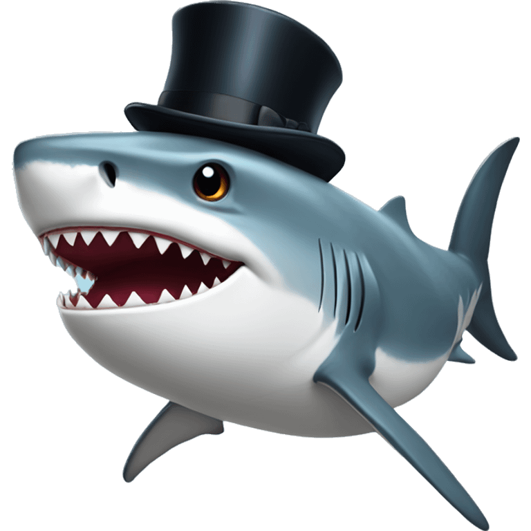 Shark wearing top hat and bowtie emoji