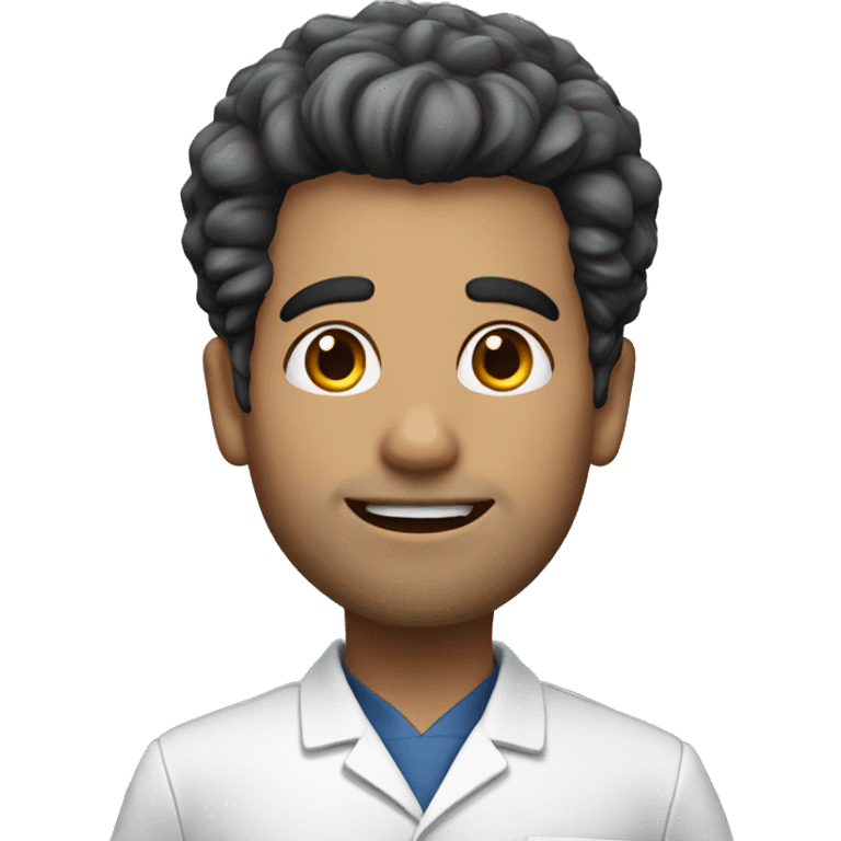 34 yo male doctor with wide face, big hair, no facial hair, no glasses, round chin emoji