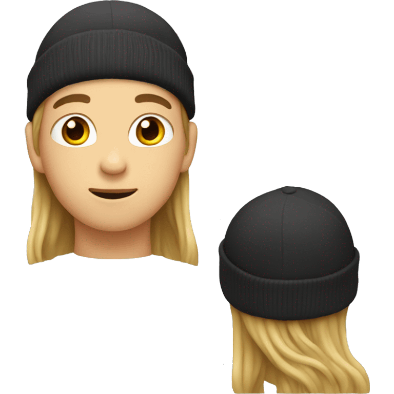 boy with chin long hair, a beanie  emoji