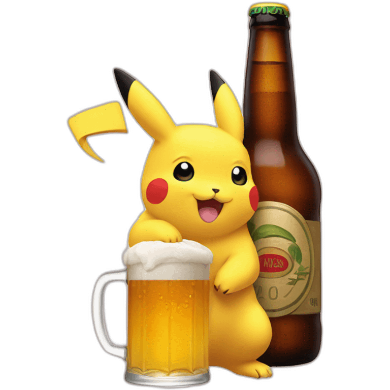 Pikatcu avec une bière emoji