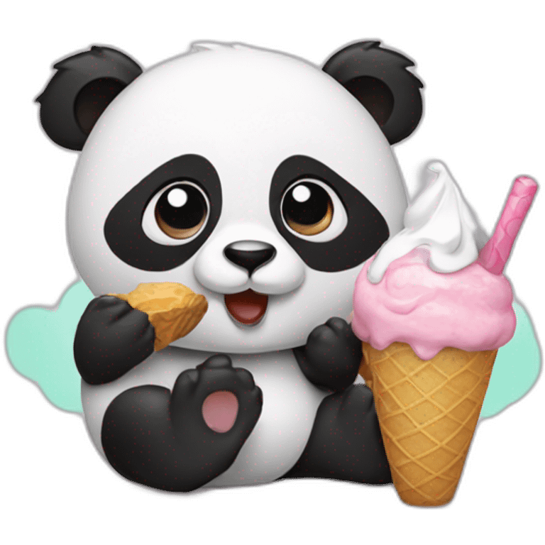 Panda eating ice cream emoji