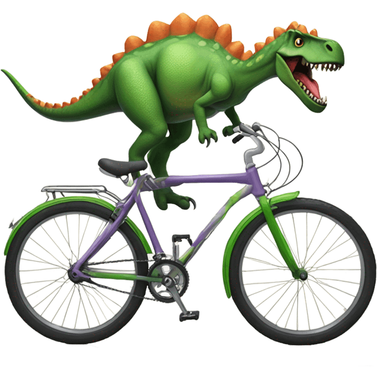 Dinosaur riding a bicycle emoji