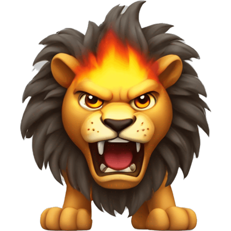 An angry fire lion emoji