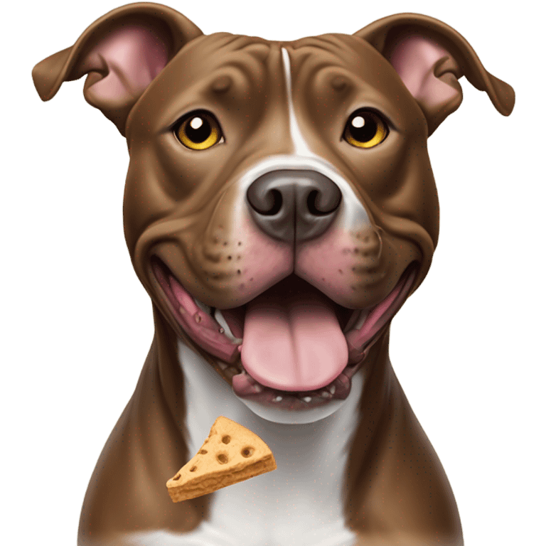 American pit bull terrier eating treats emoji