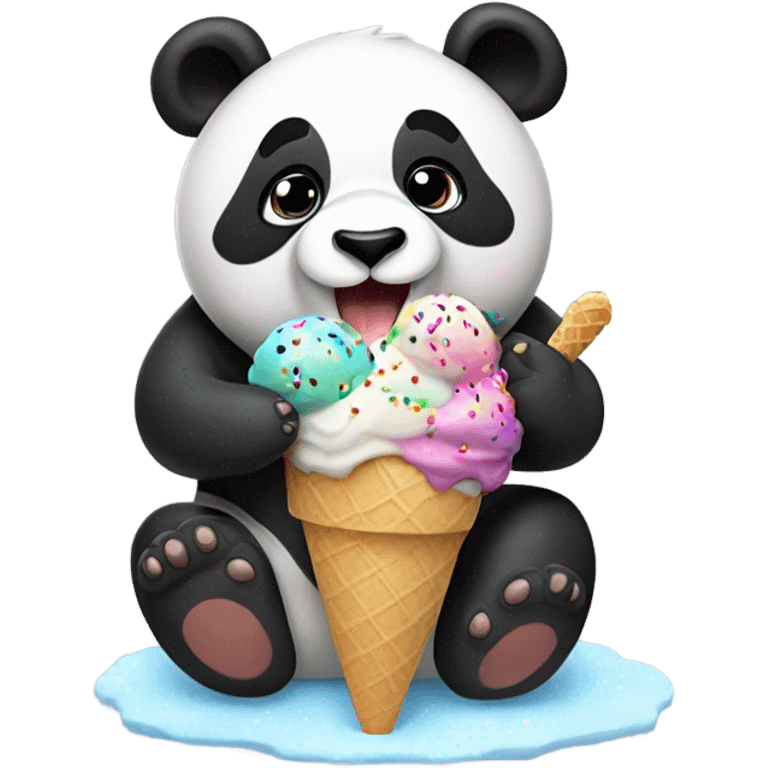 Panda eating ice cream emoji