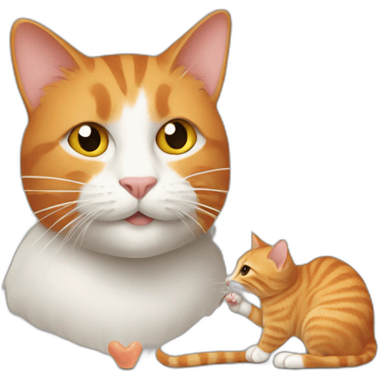 a ginger cat eating a grey mouse emoji