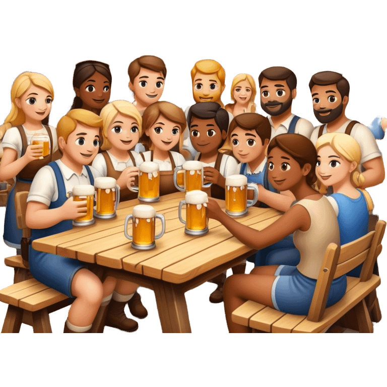 Cinematic Realistic Biergarten Pop Culture Emoji, showcasing a charming outdoor beer garden scene rendered with rustic details and inviting, soft lighting. emoji