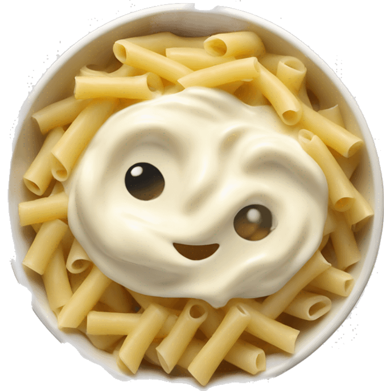 Pasta with creamy white sauce in a bowl emoji