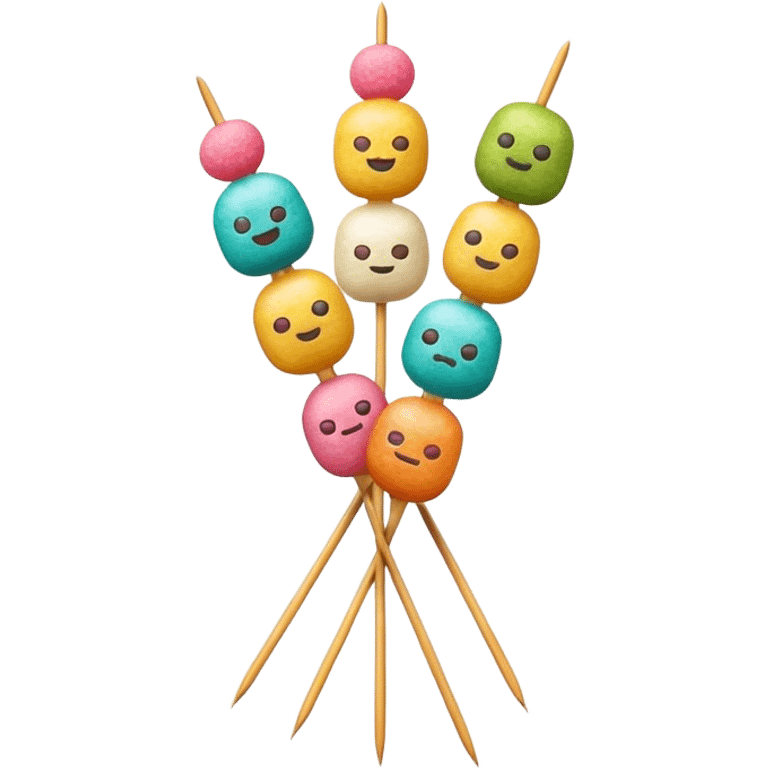 Cinematic Realistic Dango Dessert Emoji, showcasing colorful rice dumplings on skewers rendered with lifelike textures and soft, inviting lighting. emoji