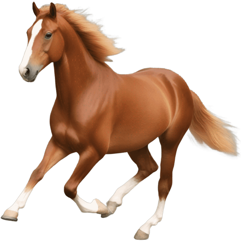 Freiberger horse, chestnut colour, cantering  emoji