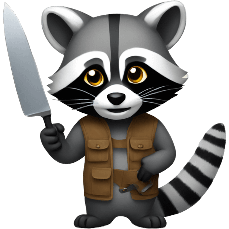 A raccoon holding a knife emoji