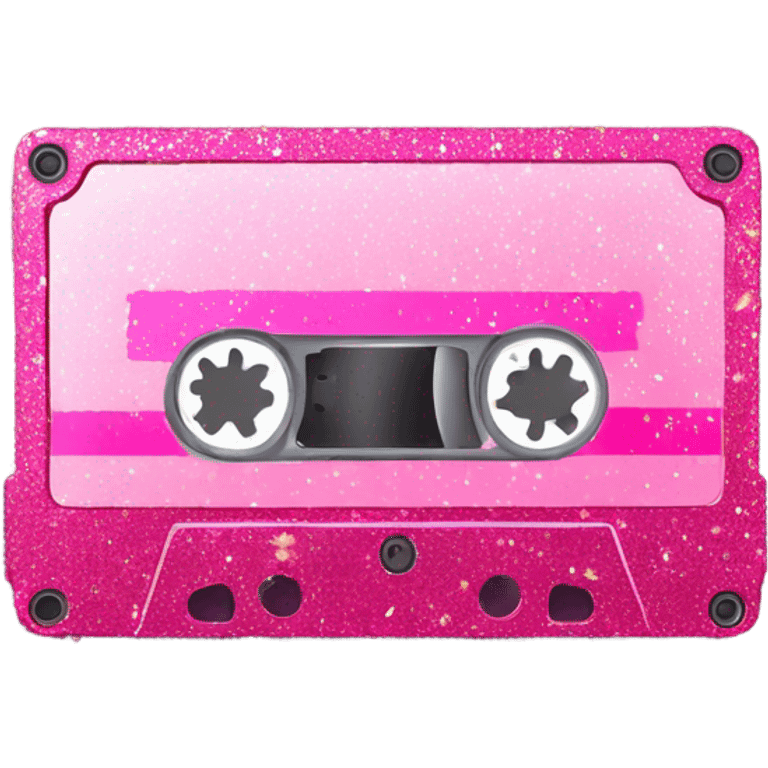 Pink ombre cassette tape with glitter  emoji