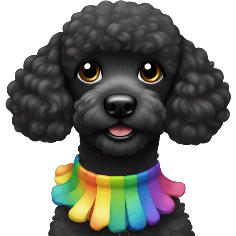 Black poodle with rainbow neckless emoji