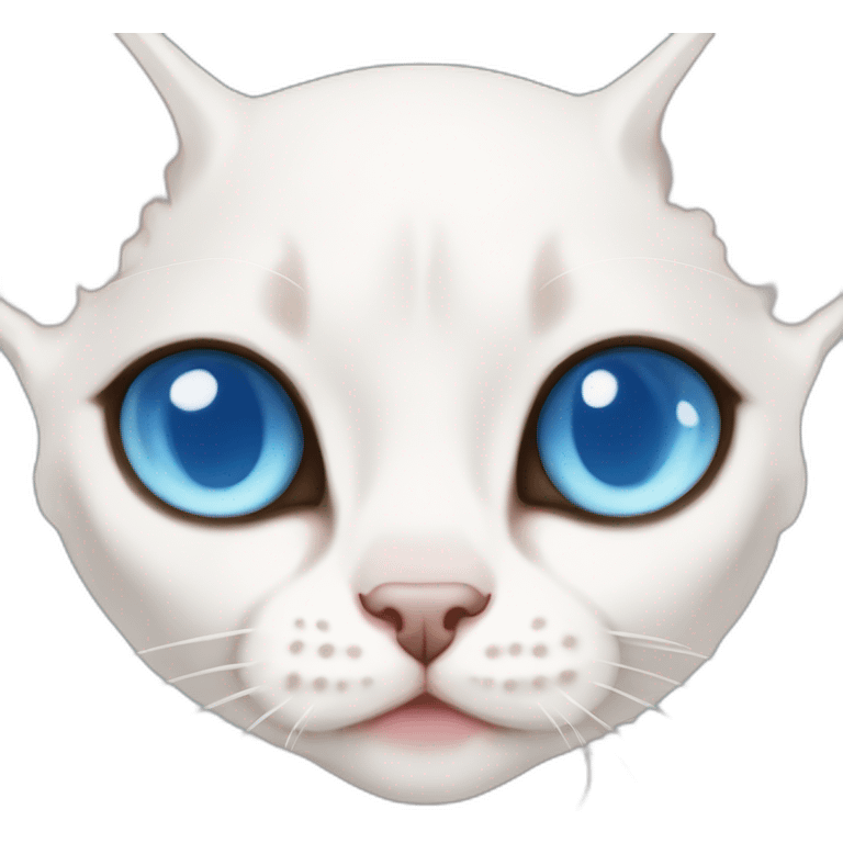 Slim white devon rex with light blue eyes anime cute emoji