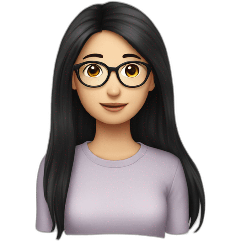 FCB girl long black hair with glasses d emoji