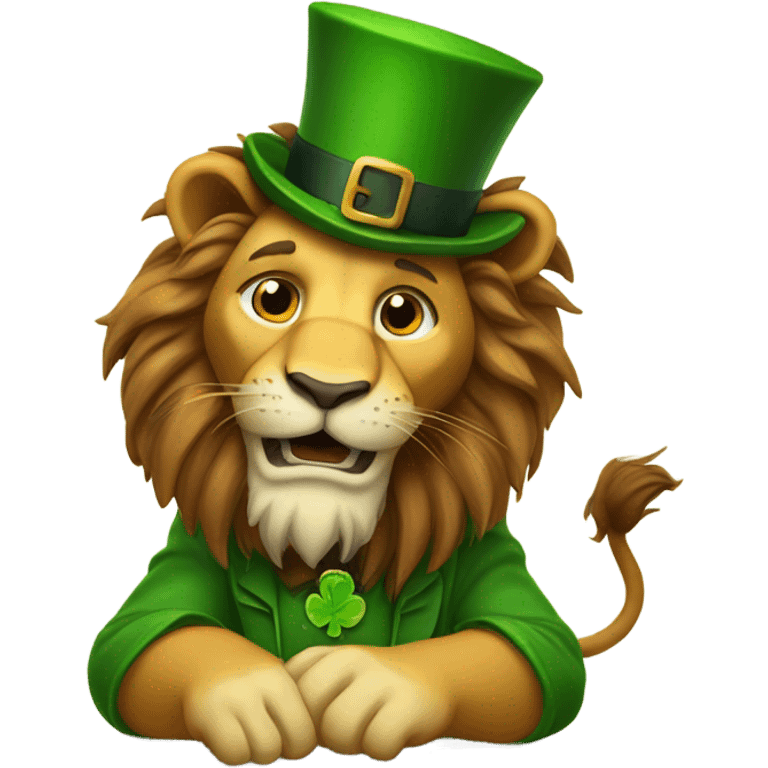 Lion pawing a leprechaun  emoji