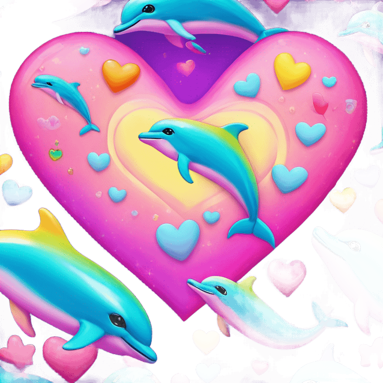 Lisa frank dolphins in a heart emoji