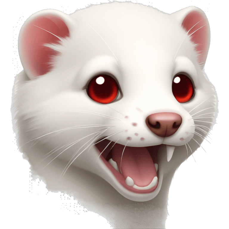 white ferret with red eyes grinning  emoji