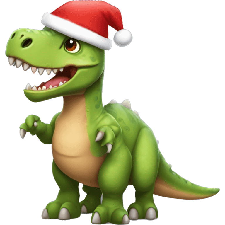 dinosaur wearing santa hat emoji