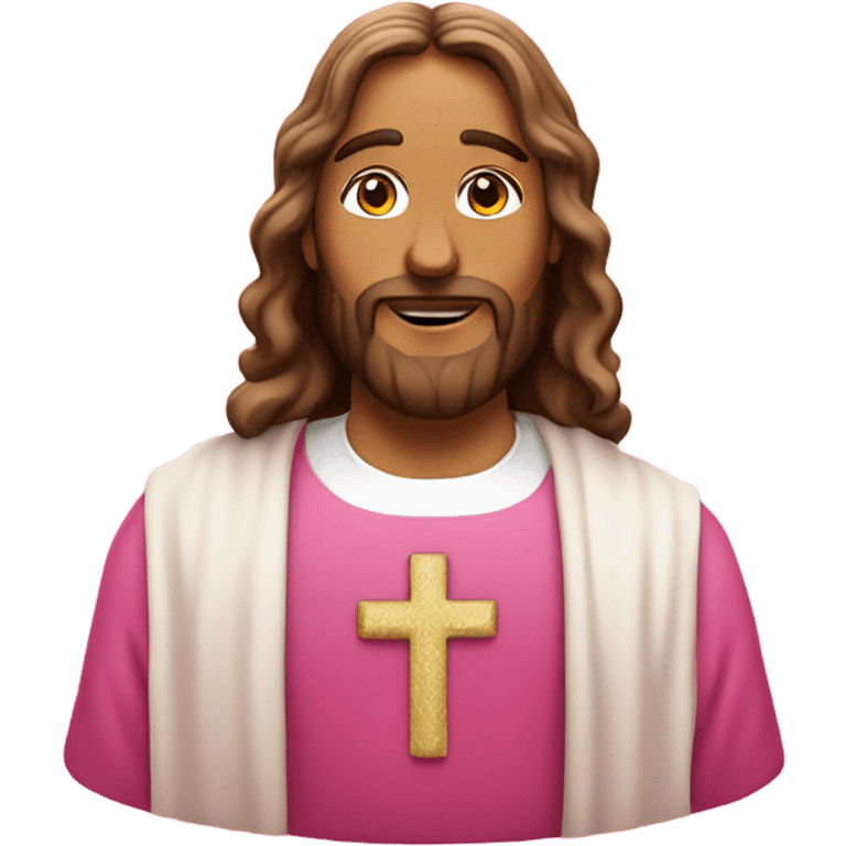 Jesus wearing so much pink and is a quant with Christmas vibes emoji