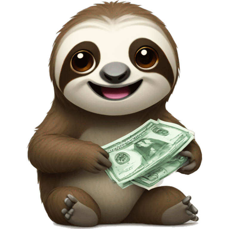 sloth counting dllar bills emoji