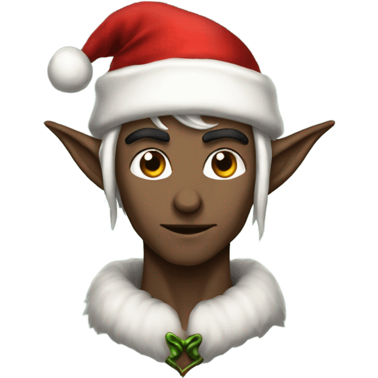 rogue male elf fantasy wearing santa hat emoji