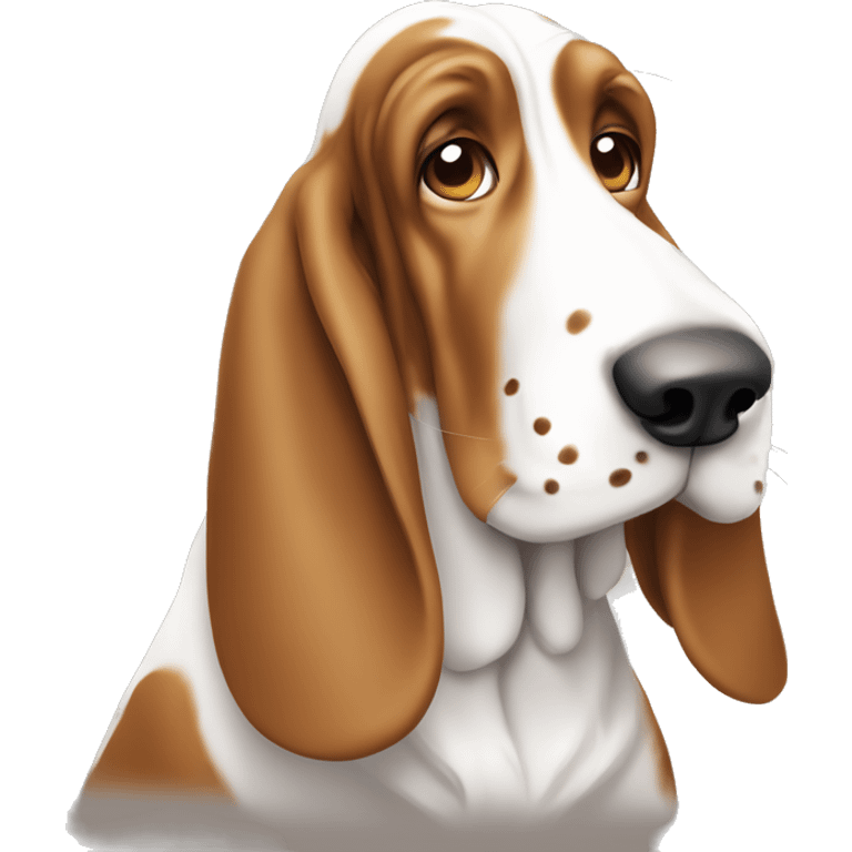 cute white basset hound dog with light brown spots emoji