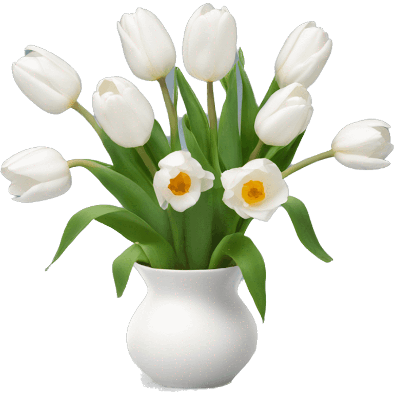 White tulips in white donut vase emoji