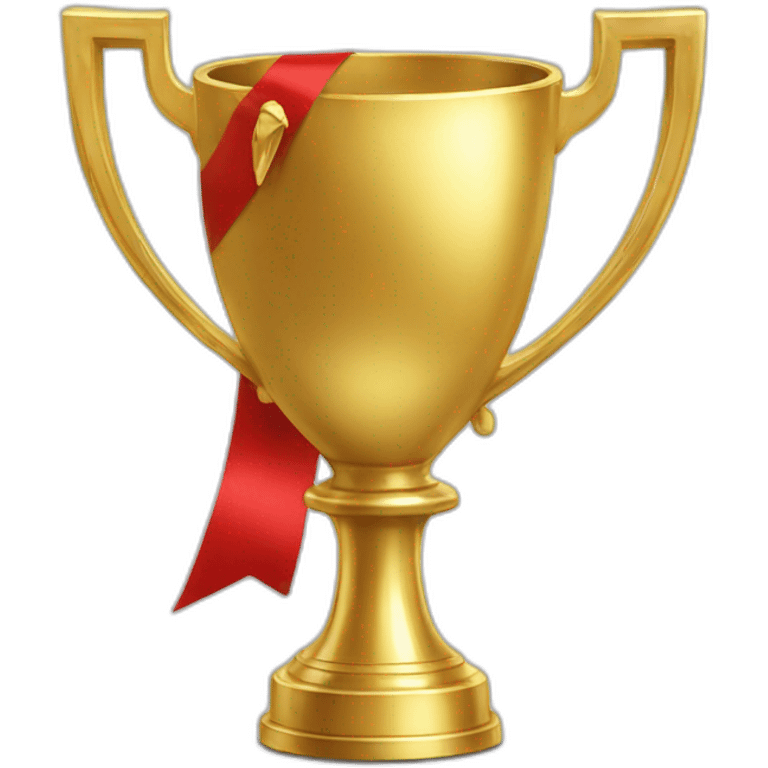 golden football cup with two red ribbons emoji