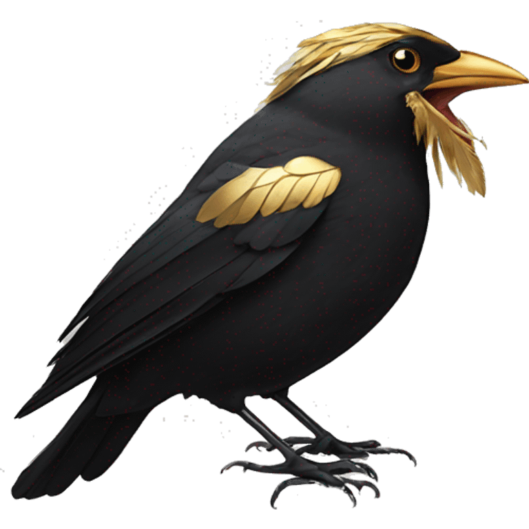 blackbird with golden feathers on the wing emoji