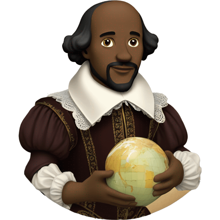 Shakespeare holds a globe in his hands emoji