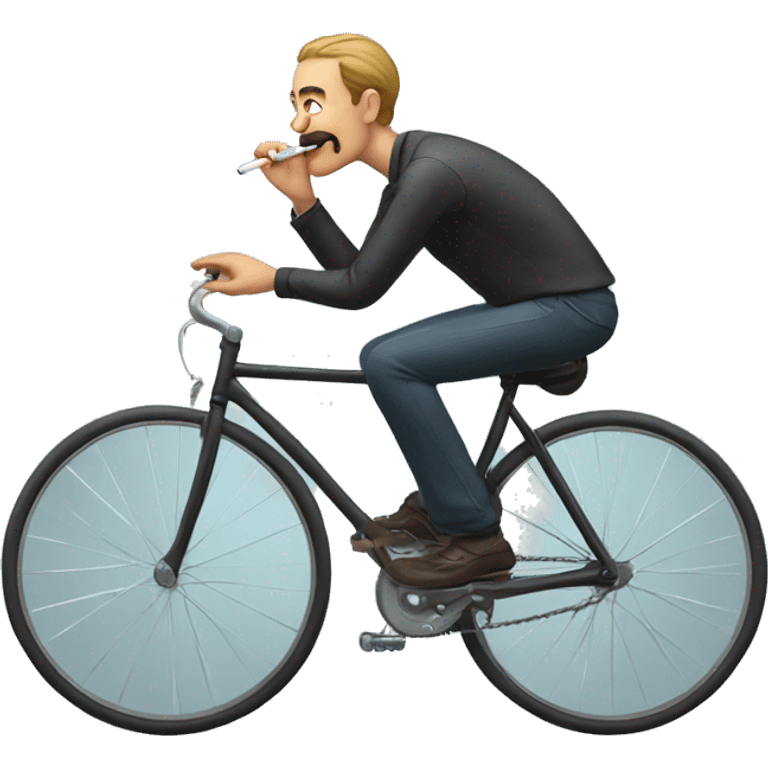 A man smoking while riding a bicycle emoji