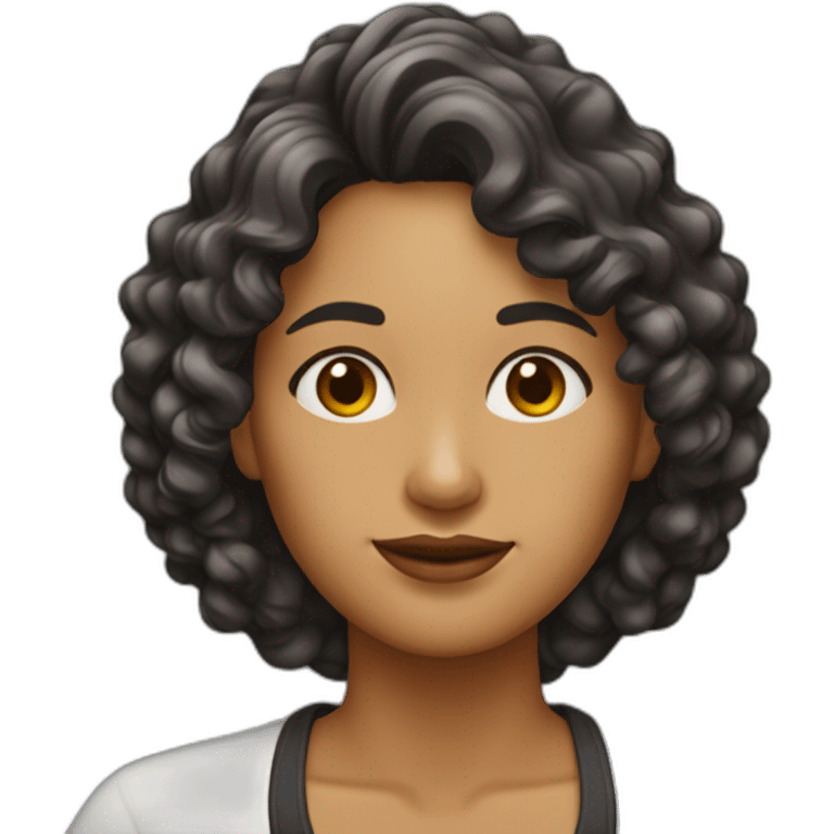 Mujer cabello rizado castaño emoji