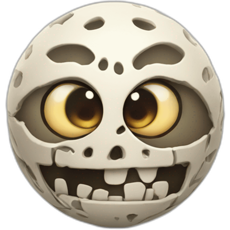 3d sphere with a cartoon Skeleton skin texture with big feminine eyes emoji