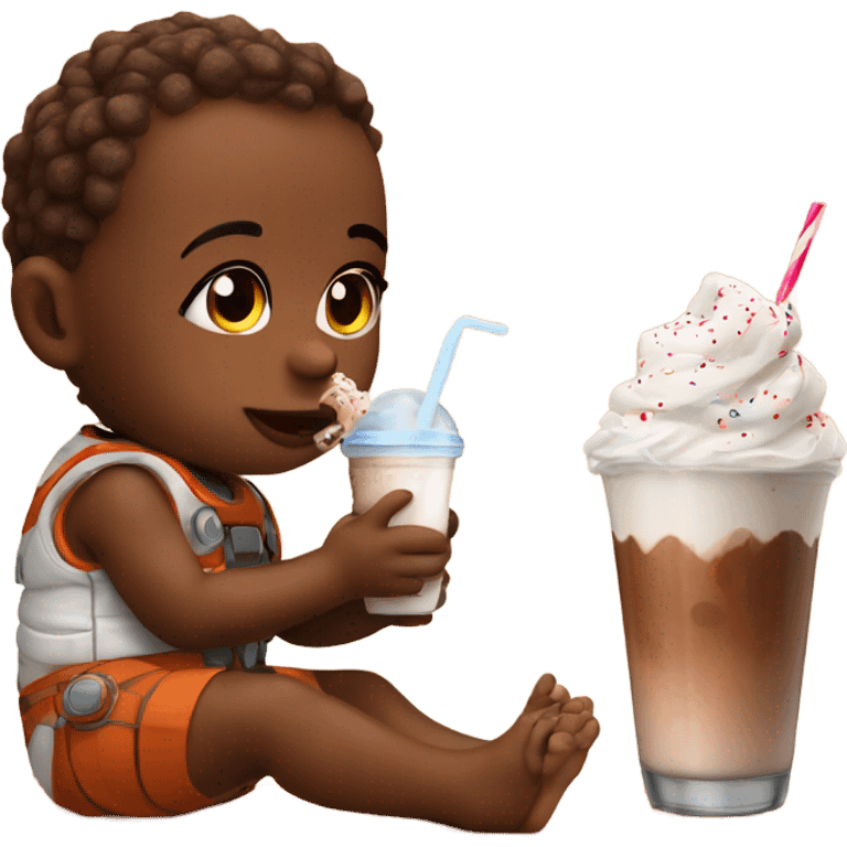 Baby drinking a milkshake on mars  emoji