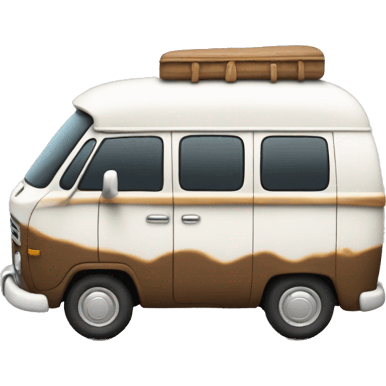 traveling 3d brown and white hippie van emoji