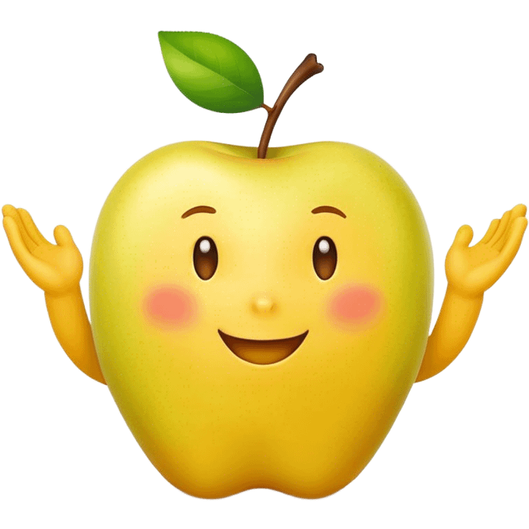 happy yellow apple with hands emoji