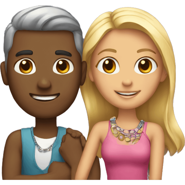 Couple wearing bracelet emoji