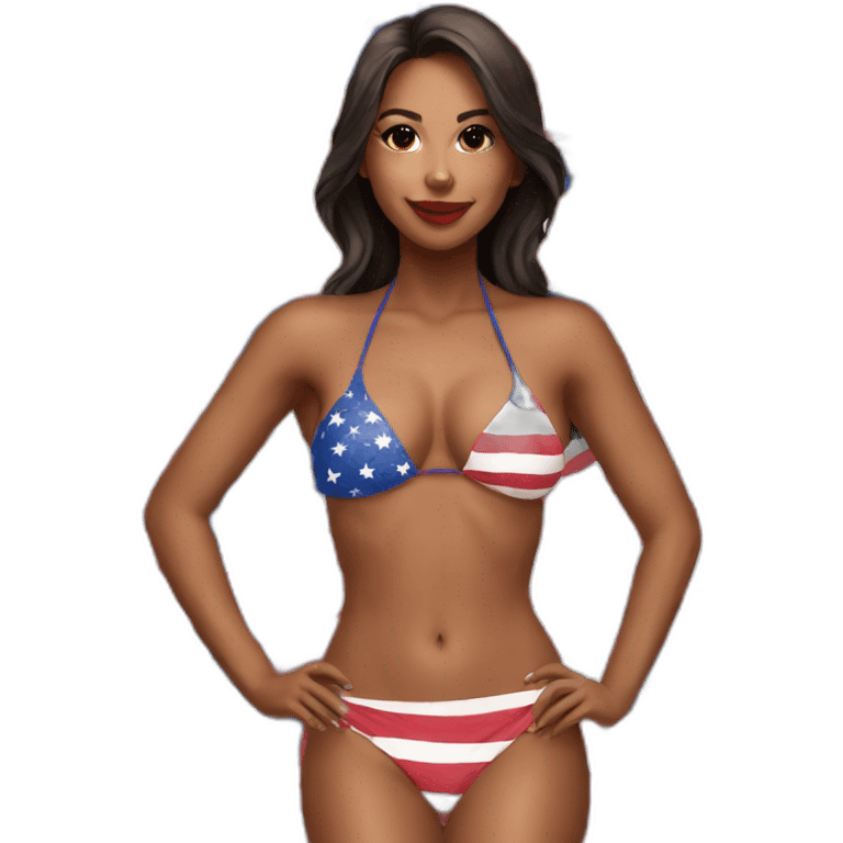 Sexy girl wearing only American flag bikini emoji