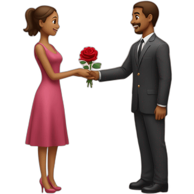 a man giving rose to a women emoji