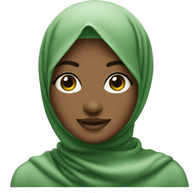  Curvy black Hijabi smirking in green emoji