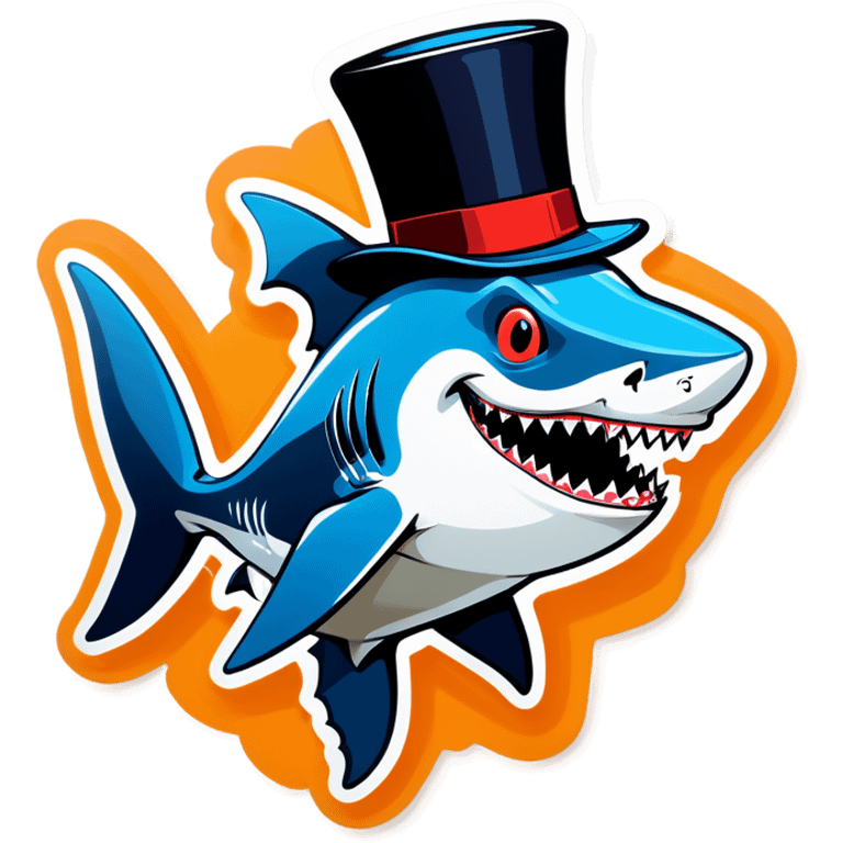 Shark with a top hat emoji