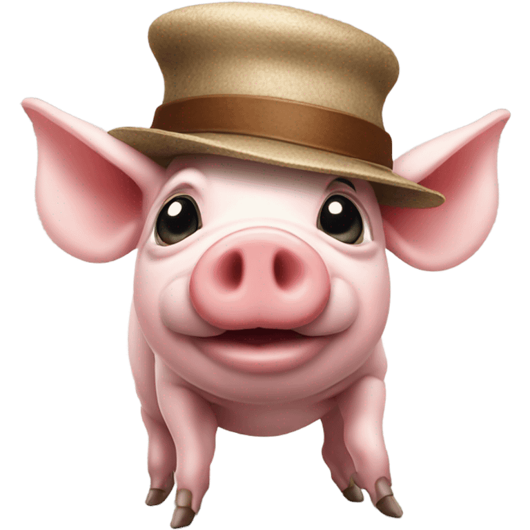 fly pig with hat emoji