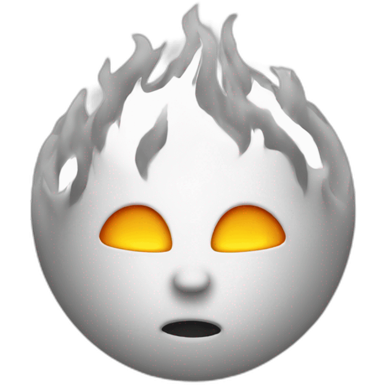 circular white head with white fire surrounding it emoji